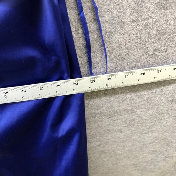 Talbots Satin Sheath Dress Womens 14W-16W Royal Blue Sleeveless Drape Formal - Picture 9 of 11